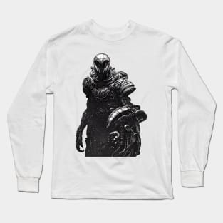 Aggressive Alien Predator Warrior from Space Pen and Ink art Long Sleeve T-Shirt